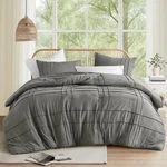 Spaces Grey Twin Comforter Set - 2 Pc Pintuck Pleated Bedding. Fixed Price $89.99.