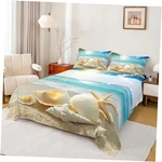 Beach Themed Sheets Blue Ocean Bed Seashell Starfish King Color 21. Fixed Price $80.88.