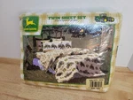 Vtg New John Deere Tractor Twin Size Sheet Set Green Plaid Fitted Flat Pillow. Fixed Price $79.99.