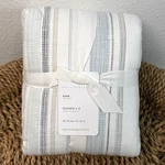 Pottery Barn Clayton Striped Comforter Shams 2 King Blue Neutral Cotton Quilted. Fixed Price $89.00.