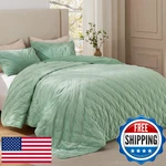 Bedsure Velvet Fleece Comforter Set Queen Sage Green Lightweight Quilted Bedding. Fixed Price $68.34.