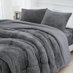 Faux Fur Comforter Set With Fitted Sheet - Luxury Ultra Soft Fluffy Fuzzy Queen. Fixed Price $79.99.
