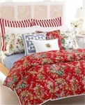 Ralph Lauren Belle Harbor Red Floral King Comforter 4 Pc Set Vintage, Rare. Fixed Price $1450.00.