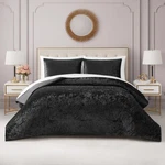 Juicy Couture Home Black Crushed Velvet King 3PC Comforter Set Bedding Nwt. Fixed Price $79.99.