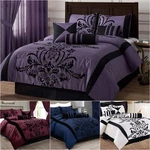 Chezmoi Collection Nobility 7-PIECE Flocked Floral Faux Silk Comforter Set. Fixed Price $86.99.