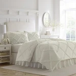 Laura Ashley Adelina White Solid Cotton 2-PIECE Twin Comforter Set. Fixed Price $59.99.
