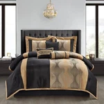 Stratford Park Black And Gold Comforter 7 Pieces Jacquard Bedding Sets. Fixed Price $128.20.