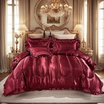 Burgundy Satin Comforter Set King 8 Pcs Luxury Bedding With Cushion Cover. Fixed Price $164.99.