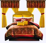 Madison Park 24 Piece Comforter Set King Red Faux Silk Jacquard Paisley Bedding. Fixed Price $376.50.