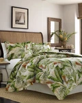 Tommy Bahama Palmiers Green Cotton Sateen Reversible 4PC Comforter Set Queen. Fixed Price $135.00.