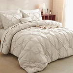 Cozylux Comforter Set Beige, 7 Pieces Pintuck Bed A Queen,. Fixed Price $81.11.