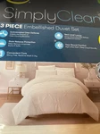 Serta Simply Clean Antimicrobial 3 Piece Embellished Duvet Set Full/queen White. Fixed Price $29.95.
