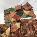 Donna Sharp Campfire Rag Quilt King 8 Shams Bedskirt Euro Rustic Lodge Nwot. Fixed Price $552.00.