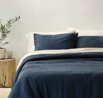 King Heavyweight Linen Blend Comforter And Sham Set Dark Mineral Blue - Casaluna. Fixed Price $155.00.