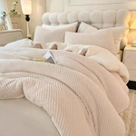Llancl 3D Jacquard Comforter Set Queen Sherpa Plush Piece Cream White. Fixed Price $142.48.
