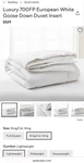 New Pottery Barn Luxury 700FP European White Goose Down Duvet Insert King Light. Fixed Price $399.00.