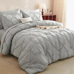 Cozylux Full/queen Comforter Set Light Grey 7 Pieces Pintuck Bed Bag. Fixed Price $82.29.