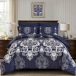 Mybedsoul 7 Pieces Navy Blue Comforter Set King Size, Damask Bag For.... Fixed Price $64.47.