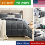 Elegant Reversible Queen Comforter Set In Grey - All Season Lightweight Luxury. Fixed Price $42.99.