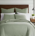 Cross Stitching 3-PC. Quilt Set, King 100% Cotton Desert Green. Fixed Price $90.00.