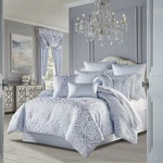J Queen New York Liana Comforter Set King Size, Very Pretty! (powder Blue). Fixed Price $180.00.