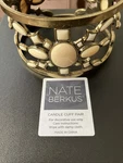 Vtg Boxed Set Of 2 Nate Berkus Candle Cuffs Holders Brass With Cream Stone Decor. Fixed Price $13.99.