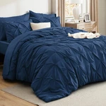 Bedsure Queen Pintuck Comforter Set 7 Piece Navy Bag. Fixed Price $89.99.