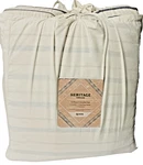Heritage Threads 4-PIECE Queen Coverlet Set With Comforter Beige Blue Strip. Fixed Price $70.00.