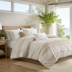 Harbor House Queen Comforter Set, Stripes Clipped Jacquard, Soft Cotton Overs.... Fixed Price $310.57.