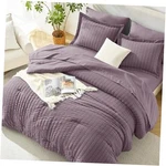 Himeet Size Comforter Set - 7 Pieces Seersucker Bed Bag King Dusty Purple. Fixed Price $91.56.