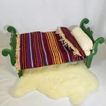 18" American Girl Doll Pc Josefina Green Wooden Sleigh Bed, Complete Bedding Set. Fixed Price $106.25.