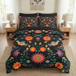 7 Pcs Comforter Set King Size, Colorful Mexican Flower Bedding And Ad.... Fixed Price $74.84.