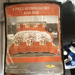 Djoune Felix Charlotte King Bedspread Set 4-PIECE Floral Pattern Orange White. Fixed Price $69.99.