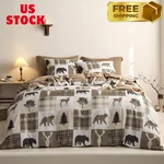 Rustic Comforter Set With Sheets, Cabin Lodge Christmas Bear Moose Deer Wildlife. Fixed Price $57.39.
