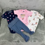 Gerber H&m Set Of 4 Bodysuit Pants Girls Preemie Pink Blue Polka Dot Heart. Fixed Price $20.00.