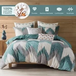 Ink+ivy Cotton King/calking 3-PC. Comforter Set Modern Ikat Chevron Aqua Nwt. Fixed Price $55.60.