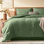 Laojin Balhen King Comforter Set 8 Pieces Seersucker Bed Bag Olive. Fixed Price $93.08.