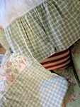 Laura Ashley Twin Flat Bed Sheet Green Blue Plaid Floral & Dust Ruffle Skirt. Fixed Price $28.00.