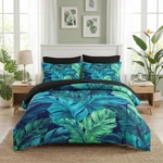 Tropical Palm Leaf King Size Comforter Set With Sheets & Pillowcases, 7 Pcs. Fixed Price $133.99.