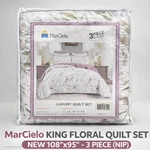 Marcielo Lara King Floral Quilt Set 3-PIECE 108"X95" Nip New Package- EA03. Fixed Price $35.99.
