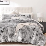 Comforter Set Queen 3 Piece Tie Dye Grey Fleece Fluffy Faux Fur Smoofy Size Soft. Fixed Price $89.99.