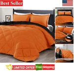 Elegant California King Comforter Set Orange & Black, Soft All-season Bedding. Fixed Price $64.34.