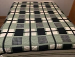 Nautica Queen Black Green Beige Plaid Patchwork Quilt Reversible 90X90. Fixed Price $89.00.