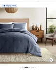 Ienjoy Home Waffle Textured 3-PIECE Full/queen Comforter Set Navy. Fixed Price $45.00.