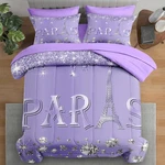 Pamnest Comforter Set King Size Paris Vintage France Purple 7 Pcs Bedding. Fixed Price $106.61.