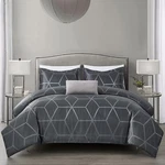 Chezmoi Collection Corvo 4-PIECE Modern Geometric Lattice Jacquard Comforter Set. Fixed Price $84.99.