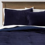 King Cotton Velvet Comforter & Sham Set Navy - Threshold. Fixed Price $47.99.