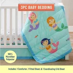 Mermaids Microfiber 3PC Bed Bag Crib Toddler Comforter Sheet Skirt Wildkin. Fixed Price $54.99.