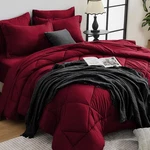 Hevumyi Red Comforter Set 7-PIECE All Season Bed In Bag Queen,. Fixed Price $59.84.