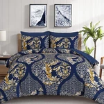 Anibedding Navy Blue Gold Comforter Set King Size, 7 Pieces Bohemian Damask B.... Fixed Price $76.32.